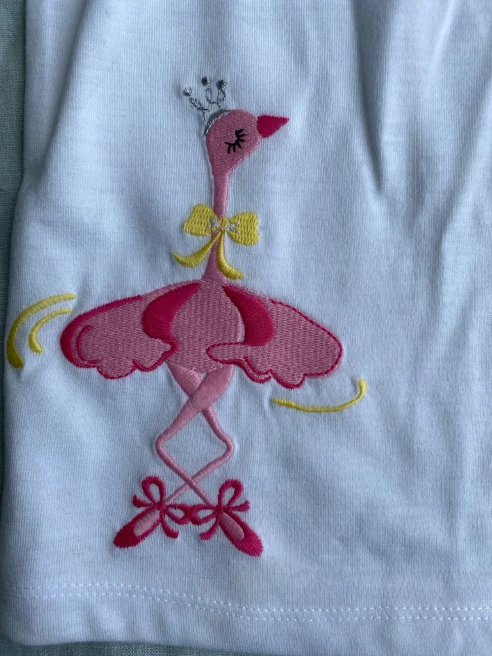 Gymboree embroidered ballerina ostrich white cap sleeve top